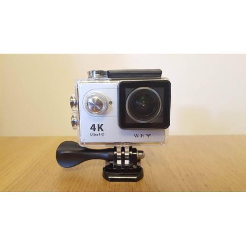 GO PRO STYLE 4K RESOLUTION CAMERA IN BLACK & SILVER + ACCESSORIES