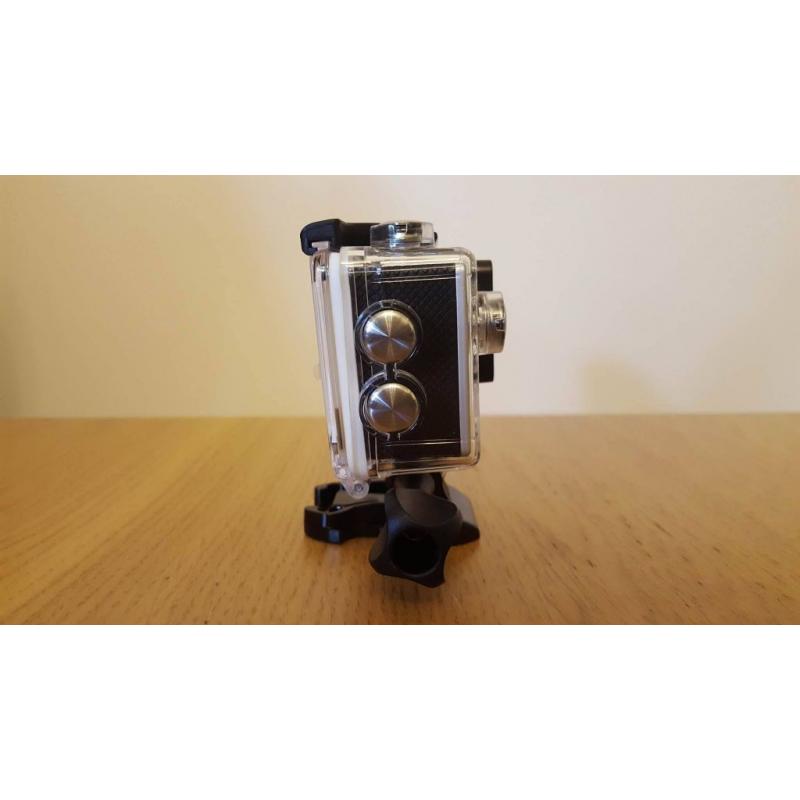 GO PRO STYLE 4K RESOLUTION CAMERA IN BLACK & SILVER + ACCESSORIES