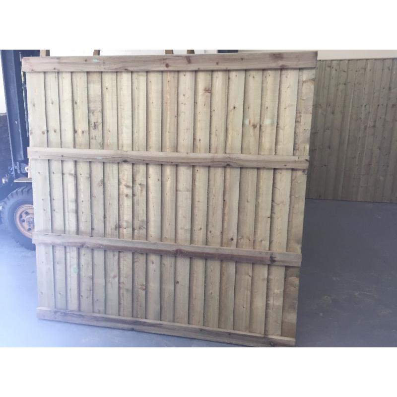 Super heavy duty feather edge fence panel tanalised green