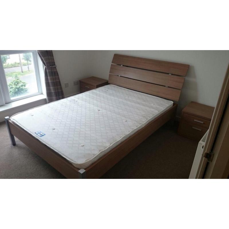 Double Bed, Mattress and two side tables