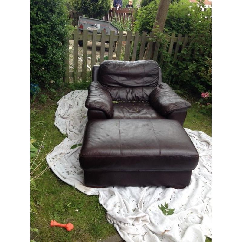 Sofa, chair and footstool
