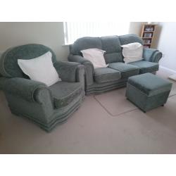 FOR SALE- 3 Piece suite including pouffe