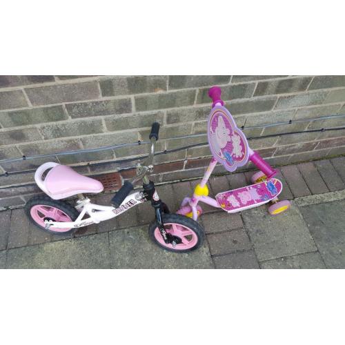 Balance bike and Peppa Pig Scooter