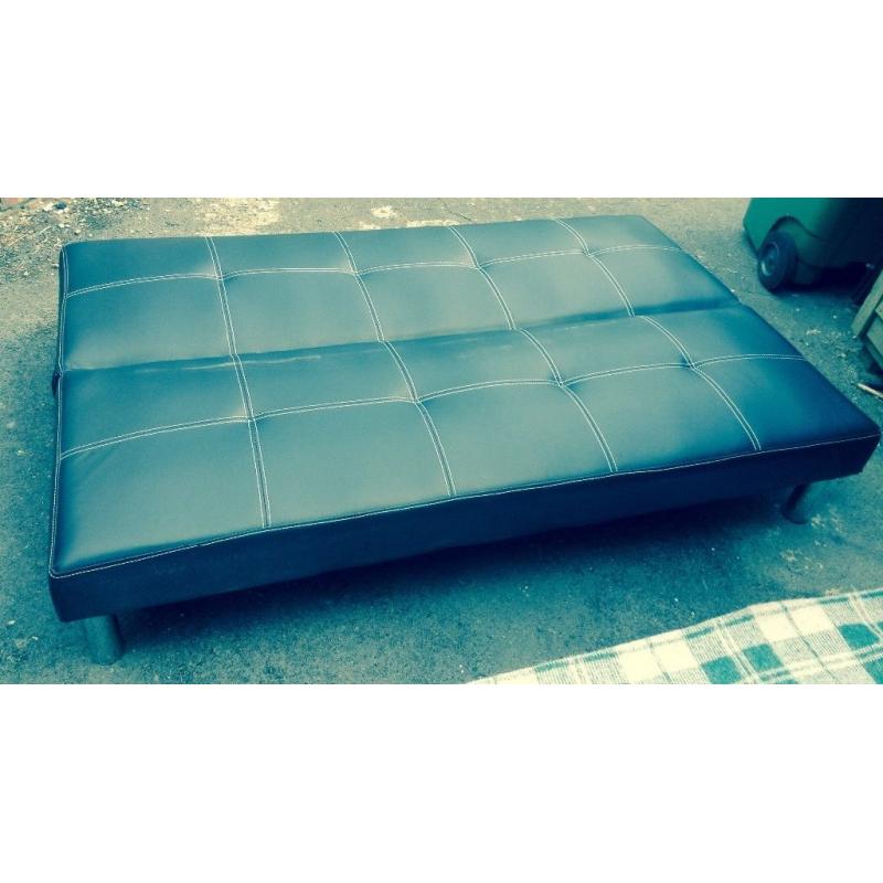Black faux leather sofa bed for sale
