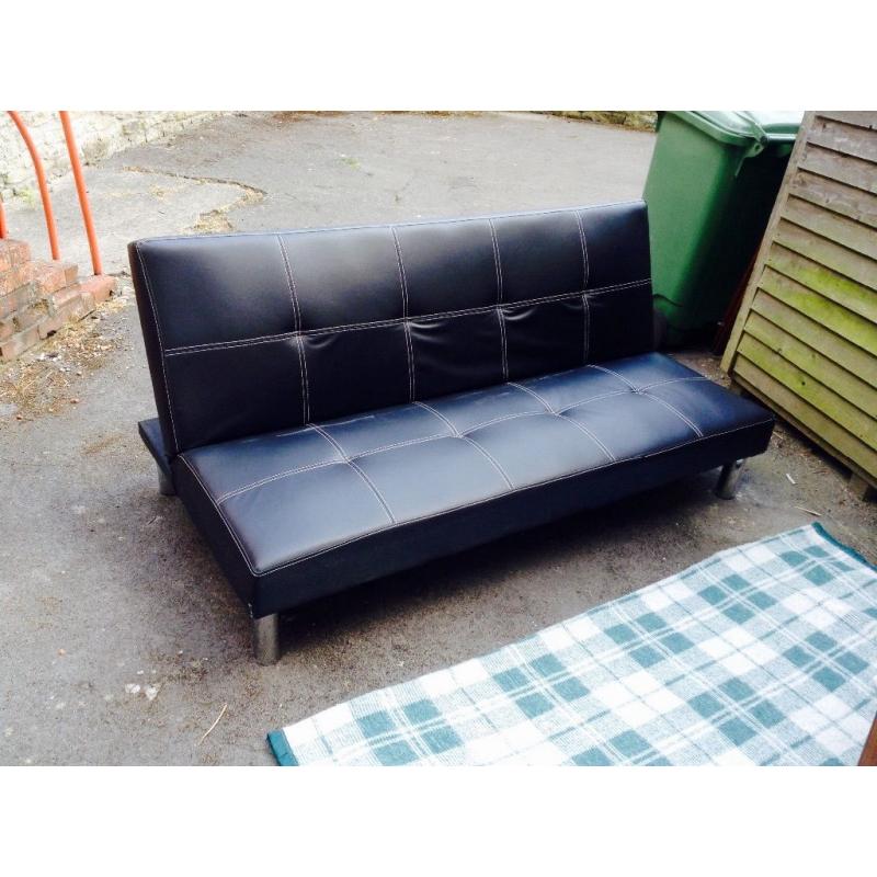 Black faux leather sofa bed for sale