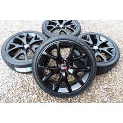 VAUXHALL VXR ALLOY WHEELS NEW TYRES REFURBED GLOSS BLACK
