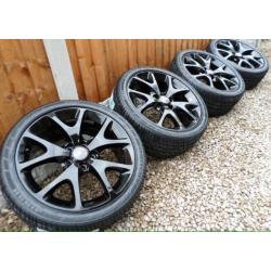 VAUXHALL VXR ALLOY WHEELS NEW TYRES REFURBED GLOSS BLACK