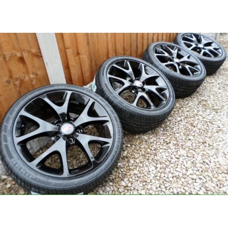VAUXHALL VXR ALLOY WHEELS NEW TYRES REFURBED GLOSS BLACK