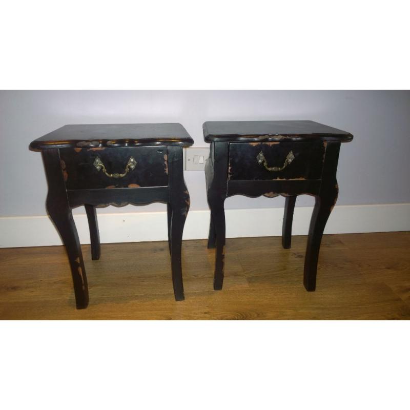 Two small shabby chic bedside tables