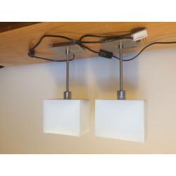 John Lewis White Lamps x 2, Black Pendant Lights x 2, 1 x John Lewis Wall Light