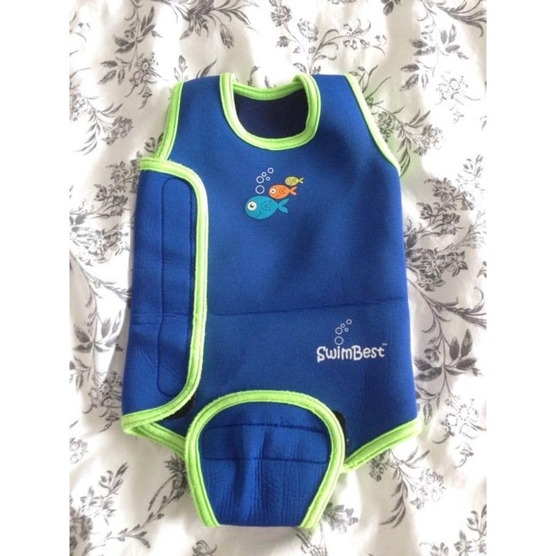 Neoprene baby warma swimsuit and swim nappy 6-12m