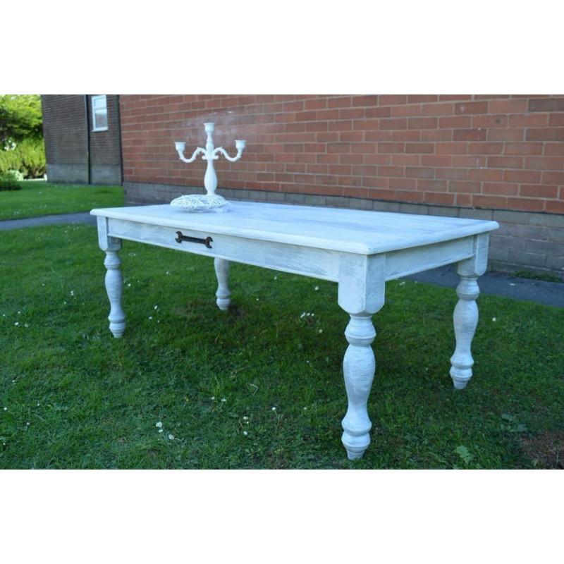 Shabby Chic Solid Wood Coffee Table Wash White & Grey