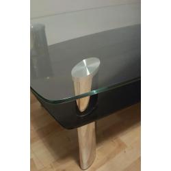 Glass Coffee Table / Clear and Black Good Condition Stowmarket