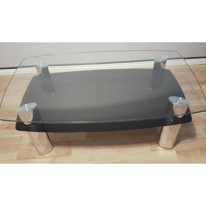 Glass Coffee Table / Clear and Black Good Condition Stowmarket