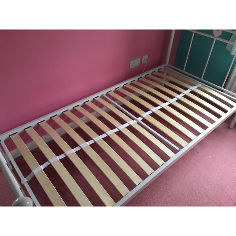 Next white metal single bed frame