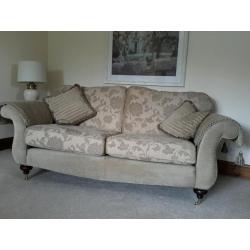 Two 3 seater seatees+ matching armchair & pouffe