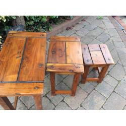 Rustic oak nest of tables Granary Range New
