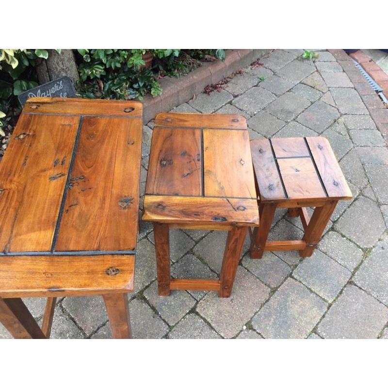 Rustic oak nest of tables Granary Range New