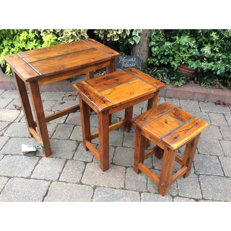 Rustic oak nest of tables Granary Range New