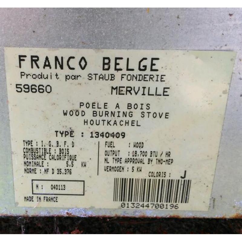 Wood burner. Franco belge wood burning stove