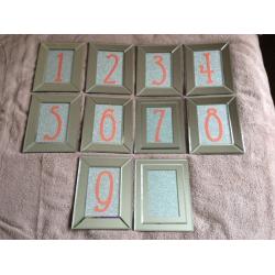Wedding Table Numbers in Mirrored Frames