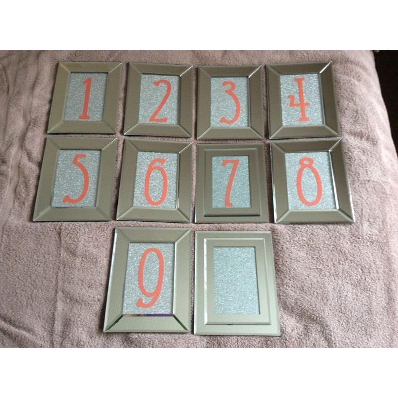Wedding Table Numbers in Mirrored Frames
