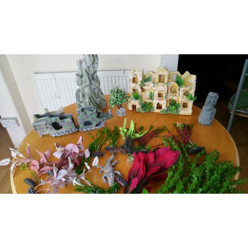 Selection of ornaments for fish tank