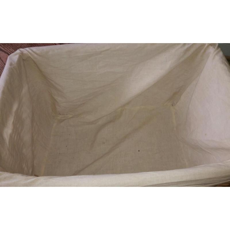 Brown wicket basket with cloth lining