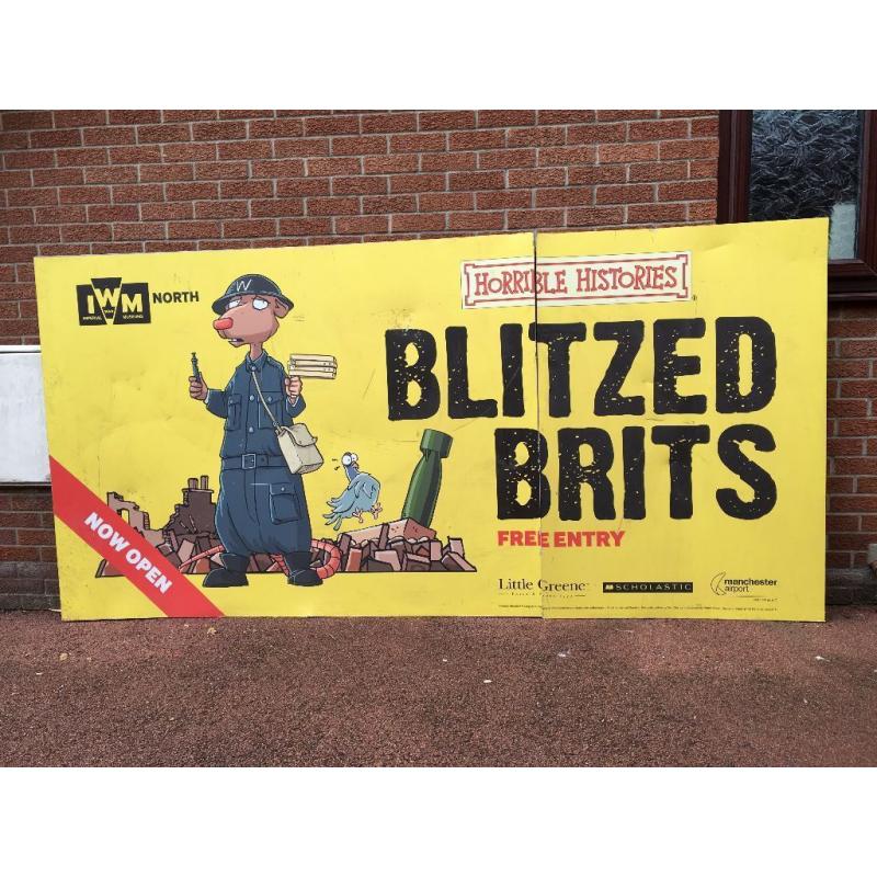 Large Aluminium Advertising Sign - From Manchester Imperial War Museum-10ft By 5ft- UNUSUAL