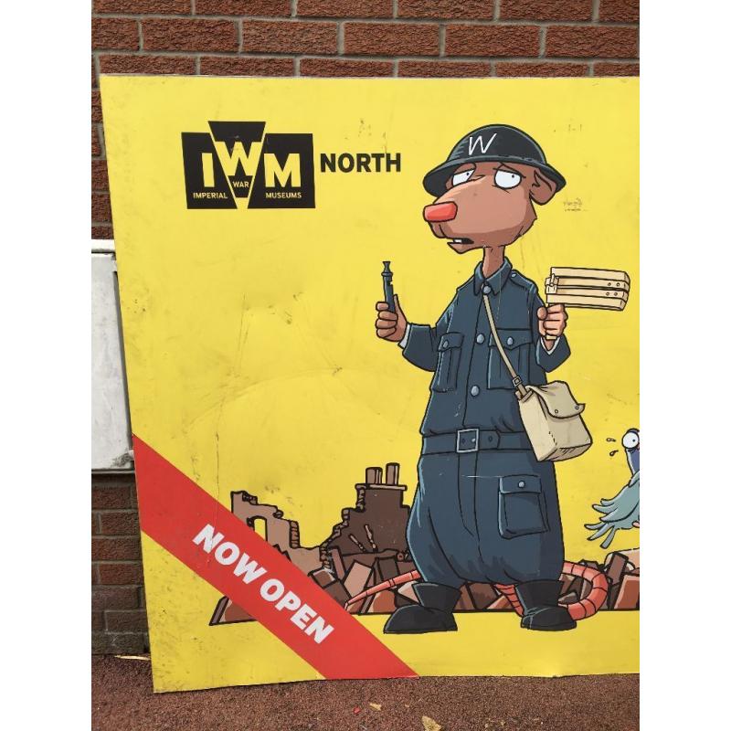 Large Aluminium Advertising Sign - From Manchester Imperial War Museum-10ft By 5ft- UNUSUAL
