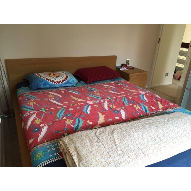 IKEA double bed with Mattress and side table