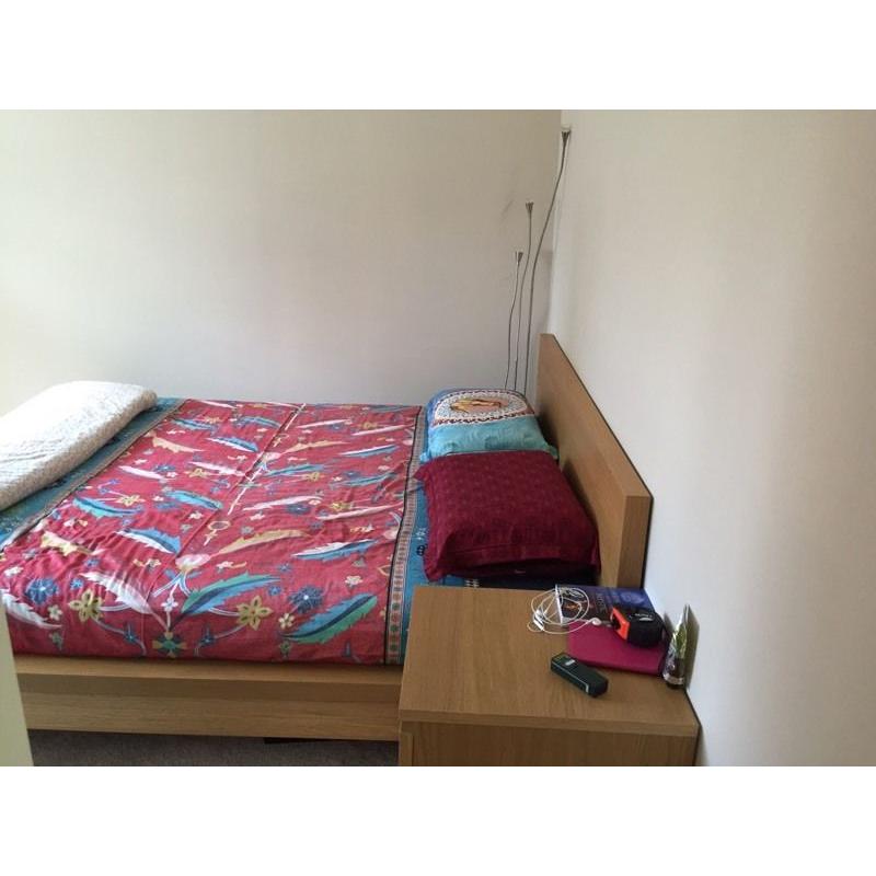 IKEA double bed with Mattress and side table