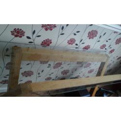 Glass and oak console table