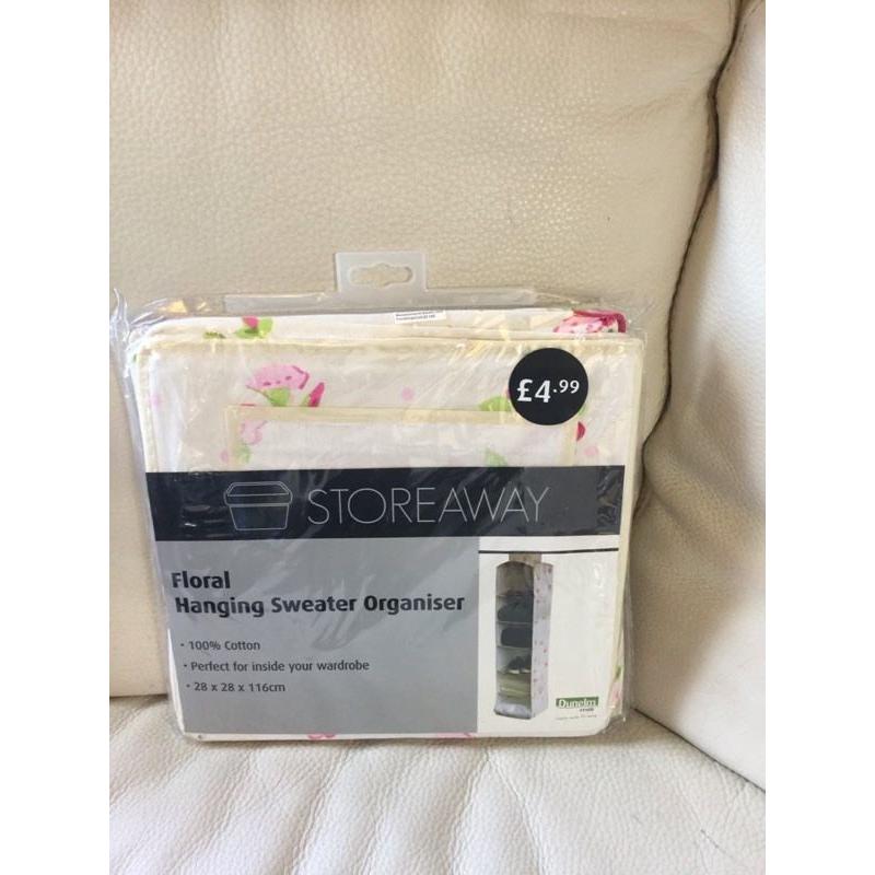 Pink Floral Hanging Sweater Organiser/ Storage
