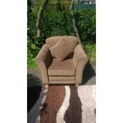New Chocolate Natural Fabric Arm Chair