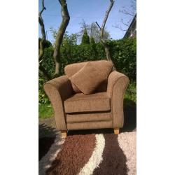New Chocolate Natural Fabric Arm Chair