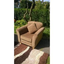 New Chocolate Natural Fabric Arm Chair
