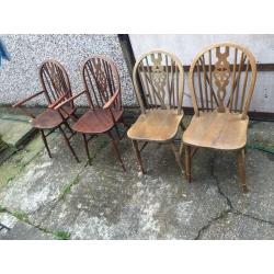 Solid wood Windsor wheel chairs 1950's