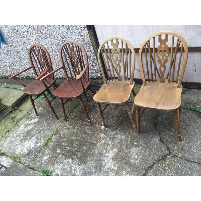 Solid wood Windsor wheel chairs 1950's