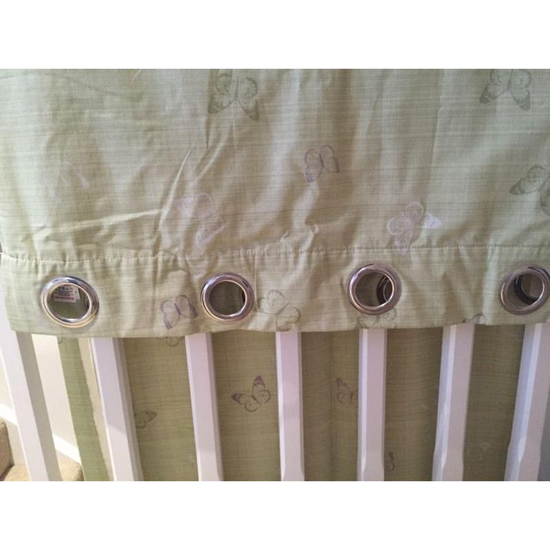 Green butterfly next lined eyelet curtains