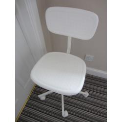 Child's office chair, colour white with seat and back adjustment