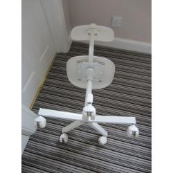 Child's office chair, colour white with seat and back adjustment
