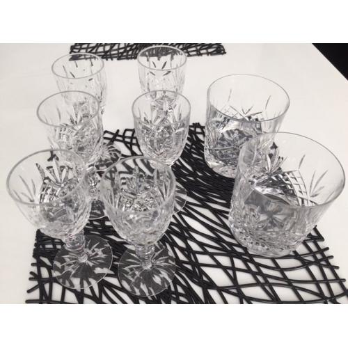 8 Crystal Glasses, 6 Port/Sherry & 2 Tumblers