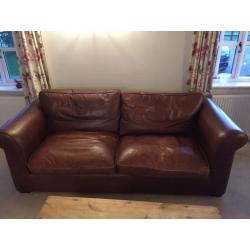 Laura Ashley Burgess Large Leather Sofa