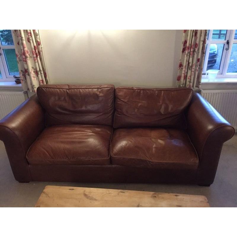 Laura Ashley Burgess Large Leather Sofa