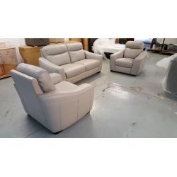 BRAND NEW From FURNITURE VILLAGE CRESSIDA GREY LEATHER 3 SEATER SOFA & 2 ARMCHAIRS ***CAN DELIVER***