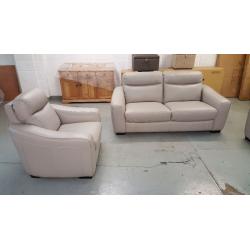 BRAND NEW From FURNITURE VILLAGE CRESSIDA GREY LEATHER 3 SEATER SOFA & 2 ARMCHAIRS ***CAN DELIVER***