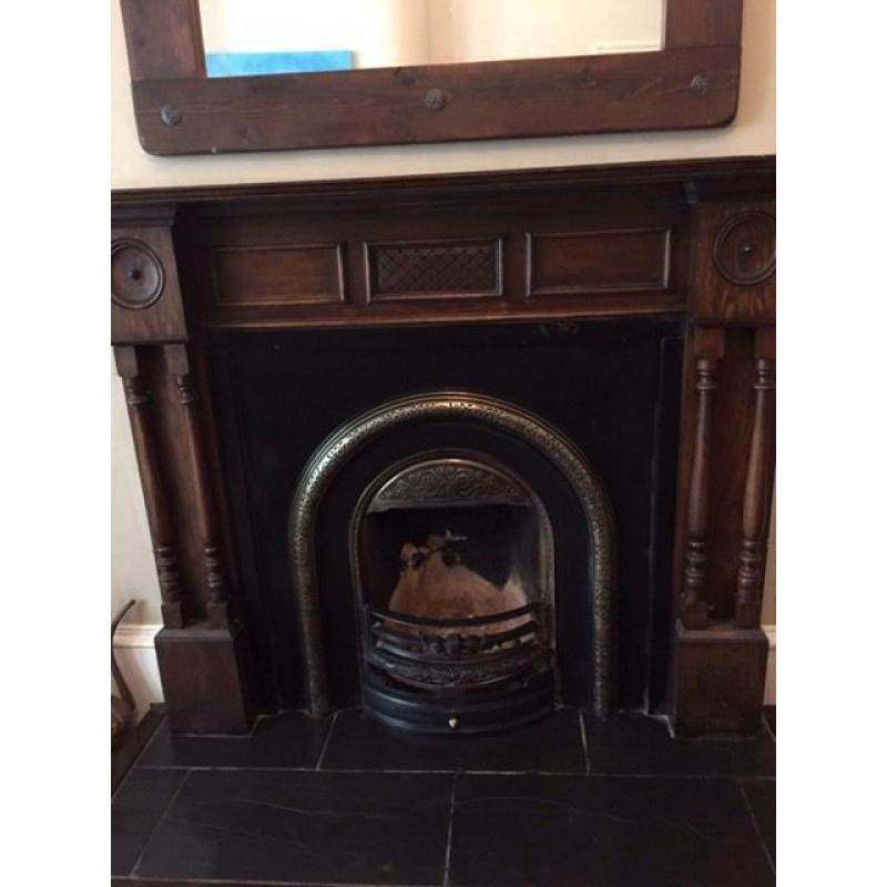 Cast iron fireplace and mantelpiece for sale