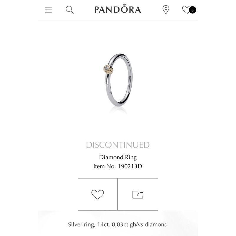 Beautiful Pandora Diamond Ring size 56