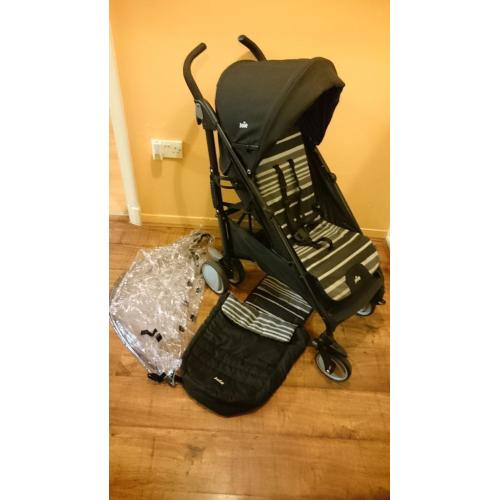New Joie Brisk Stroller with rain cover and footmuff